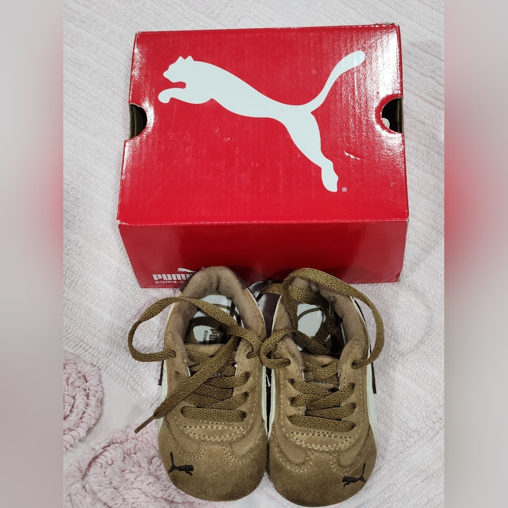 Puma Light Flight S- brown with white accents; Size 4